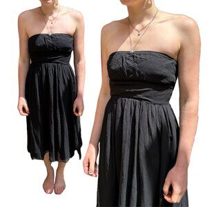Black J. Crew Silk Chiffon Babydoll Sleeveless Knee Length Dress / Fit and Flare